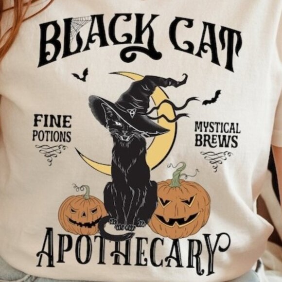 Black Cat Pumpkin, Ghots Cat, retro halloween, Gothic - Picture 3 of 3